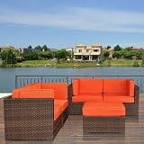 Nice Outdoor Orange Wicker Set