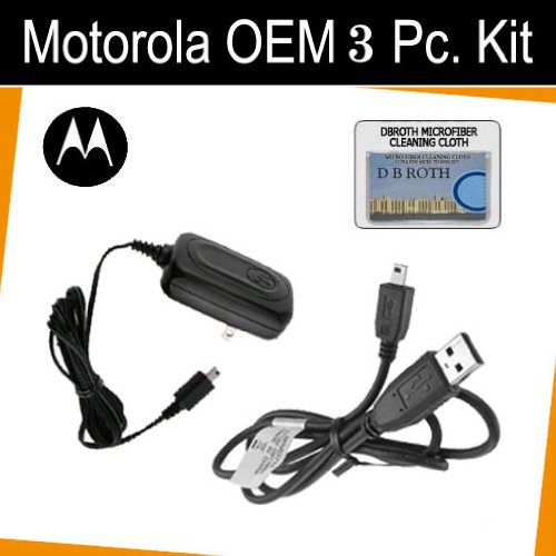Original OEM Travel Charger + Data Cable For Motorola i680 Includes DBRoth Microfiber Cloth