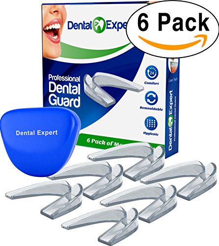 6 Pack Mouth Guard [STOPS TEETH GRINDING] - Free Case - Clenching Night Guard Moldable Mouthguard for Boxing Basketball & Football - Best Youth Nightime Oral Teeth Bite BPA Splint (Anti Grind)
