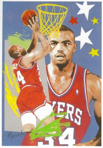 1990 NBA Hoops Basketball Card #374: Charles Barkley (Art Portrait - Philadelphia 76ers)