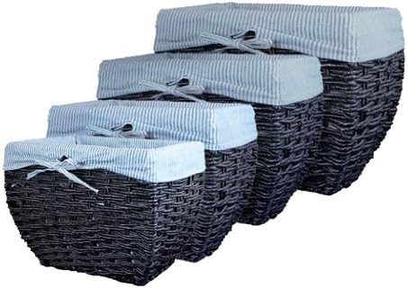 Lukasian House Black Maize Baskets with Striped Liner Set of 4