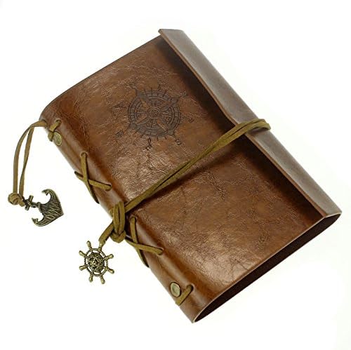 Nautical Vintage Diary Notebook Journal Blank Leather Cover Diary String Hardcover Soft Copybook Jecksion (Brown)