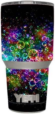 Skin Decal Vinyl Wrap (6-piece kit) for Yeti 30 oz Rambler Tumbler Cup / Rainbow bubbles