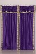 Pair Purple sari curtains with attached beaded valance
