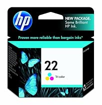Original HP 22 Tri-color Ink Cartridge in Retail Packaging