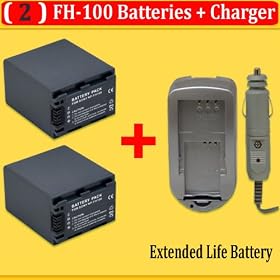 2 REPLACEMENT SONY NP-FH100 (NP-FH70, NP-FH50) BATTERIES AND HOME AND CAR RAPID CHARGER THE SONY DCR-DVD650 DVD850 DVD910 DVD610 DVD710 DVD810 CAMCORDERS