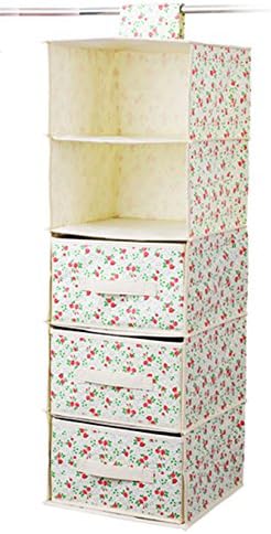 XSH 5 Layer 3 Drawers, Closet Hanging Storage Bag, Hanging Bag, Multilayer Cloth Bag for Storing, Plus Large Finishing Bag, Bag Storage Underwear (Beige)