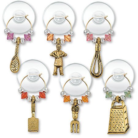 Gifts For Wine Lovers:Cooking Party Suction Cup My Glass® Wine Glass Charms or Tags