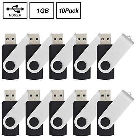 ABAZAR 10pcs 1gb Usb Flash Drive Usb 2.0 Flash Drive Memory Stick Fold Storage Thumb Stick Pen Swivel Design Black