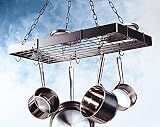 Gourmet Rectangular Black Metal with Chrome Pot Rack
