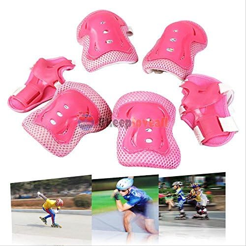 Evaric Elbow Knee Wrist Protective Guard Safety Gear Pad Skate Bicycle for Children Kid Pink