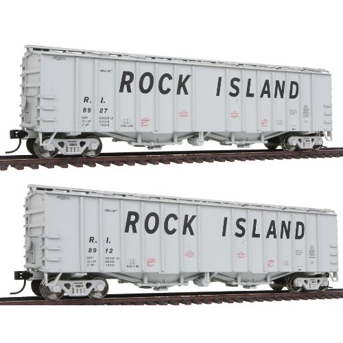 Walthers HO Scale Gold Line™ 50' Airslide® Covered Hopper Limited-Run 2-Pack Assembled Rock Island #8912 & 8927 (Speed -image