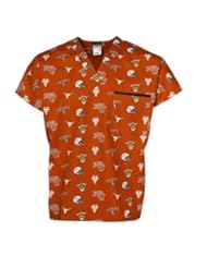 Sports: Texas Longhorns Unisex Burnt Orange All-Over Print Scrub Top (Medium) - Football Fanatics