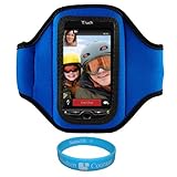 Blue Moisture Resistant Protective Neoprene Workout Armband with Adjustable ....