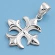 Sterling Silver Pendant - Cross - Fleur De Lis - 17mm Height - Rhodium Plated