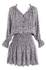 V-neck General Print Polyester Elbow Length Sleeves Mini Dress 