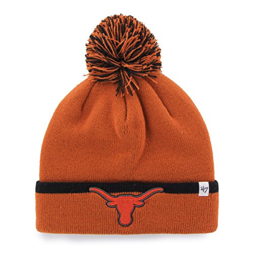 NCAA Texas Longhorns '47 Baraka Cuff Knit Hat with Pom, One Size Fits Most, Burnt Orange