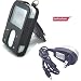Black Leather Case for Creative Zen Vision M + Travel Charger for Creative Zen Vision M