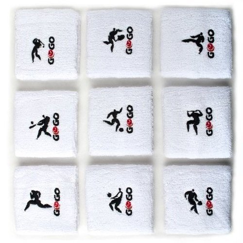 GOGO™ Thick White Embroidery Wristband/ Sweatband - Sports Logo(Price for SINGLE PIECE) - Martial Art