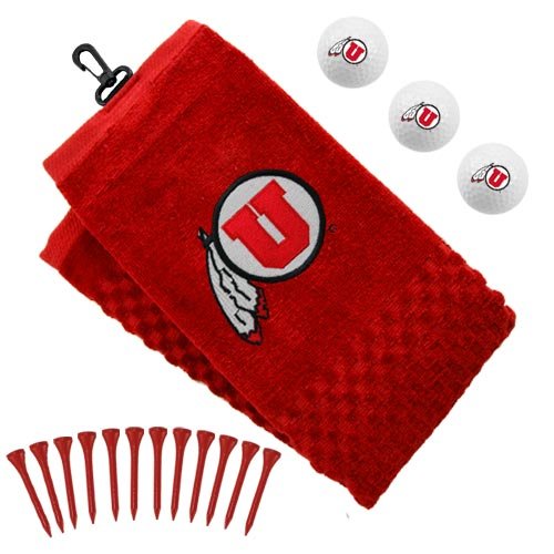 Utah Utes Embroidered Golf Towel, Golf Balls Tees Gift Set