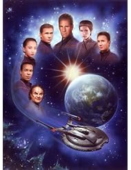 Star Trek Enterprise Cast Fine Art Lithograph 7 Signatures - Scott Bakula, John Billingsley, Jolene Blalock, Dominic Keating, Anthony Montgomery, Linda Park, Connor Trinneer - 27 x 36 inches