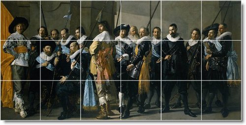 Frans Hals People Custom Tile Mural 13. 24x48 inches using (18) 8x8 ceramic tiles.