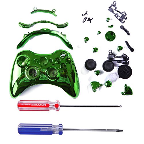 HDE Xbox 360 Wireless Controller Shell Buttons Thumbsticks Torx Screwdriver Replacement Case Cover and Tool Kit - Chrome Green HDE Xbox 360 Wireless Controller Shell Buttons Thumbsticks Torx Screwdriver Replacement Case Cover and Tool Kit - Chrome Green