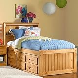 Explorer Ginger Bookcase Captains Bed Twin with 6 Drawer Storage