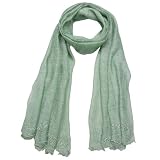 Silk Embroidered Wavy Vine Long Scarf Shawl - Various Colors Available