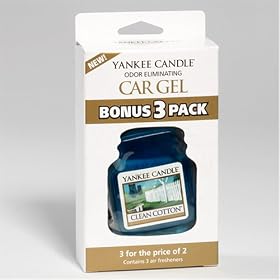 Yankee Candle Clean Cotton Car Gel Fragrance Bonus 3 Pack from Home Fragrance
