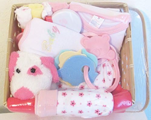 Cute Baby Gift Basket 10 Piece (Pink)