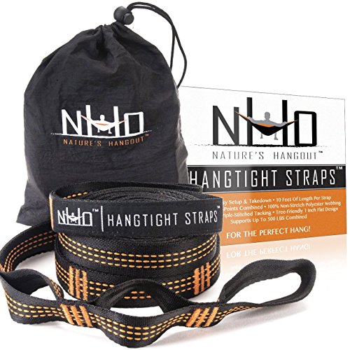 Hammock Tree Straps. Heavy Duty Strength, Extra Long, Ultralight, & Adjustable Loops. No-Stretch Polyester