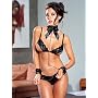 Lace Bra Open Cup Thong Chains Restraint Set Black or White
