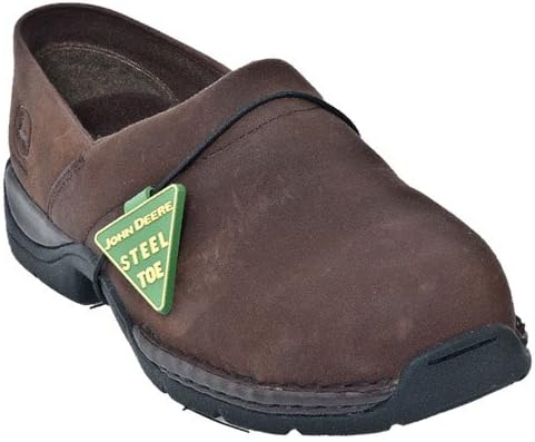 John Deere Mens Black Leather 12" Waterproof Steel Toe Lace-Up Work Boots 16 W