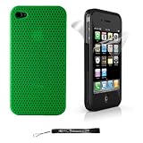 Aero Air Mesh Design Custom Style Durable Hard Protective Case for Apple iPhone 4 / 4th Generation compatible with 16GB / 32GB + 4-inch eBigValue  Determination Hand Strap Key Chain + Includes a Apple iPhone 4 INVISIBLE FULL BODY / SCREEN PROTECTOR Anti Glare Screen Protector Guard, Protects the Front and Back of your iPhone!!