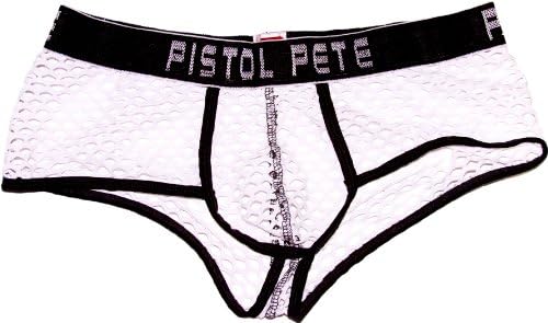Pistol Pete PP-UT414-117-2-Xpose - See Through Big Fishnet Mesh Boxer Brief With Black Waistband Trunks-White -Large