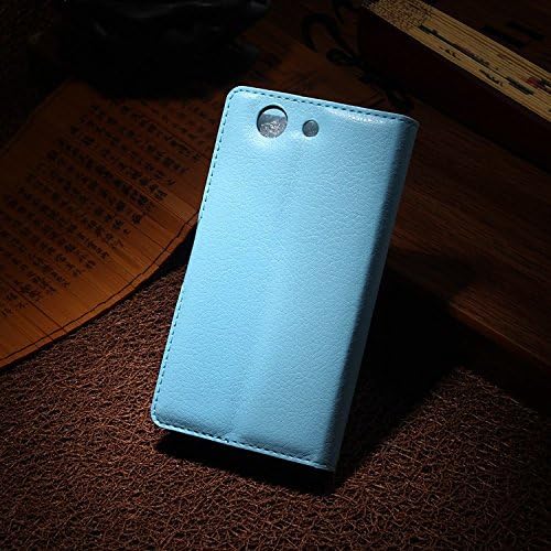 JUJEO Wallet Stand Lychee PU Leather Phone Case for Sony Xperia Z3 Compact D5803 M55w - Non-Retail Packaging - Blue