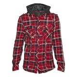 Duck And Cover Mens Duck and Cover Red Pittsburg Check Hooded Shirt