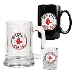 Boston Red Sox MLB 15oz Tankard, 15oz Ceramic Mug & 2oz Shot Glass Set - Primary Logo by Great American Products