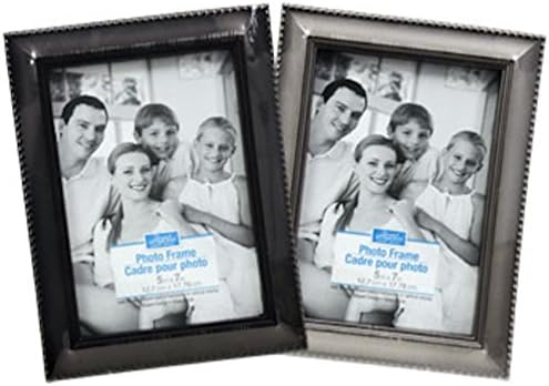 Picture Frame 5"X7" 5X7 with Elegant Beaded Outer Edge that is Contemporary yet Sophisticated for Home Decor Photos of Family and Friends Will Hang on Wall or Set on Table with Easel, Mantle or Desk in Dining Room, Kitchen, Living Room, Bedroom, Den or Office in Black or Gray, Grey (Gray)