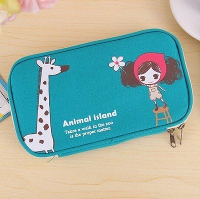 Cartoon Creative Pencil Case Animal Style Zipper Pencil Bags Box Organizer Cute Big School Pen Case Color:Blue