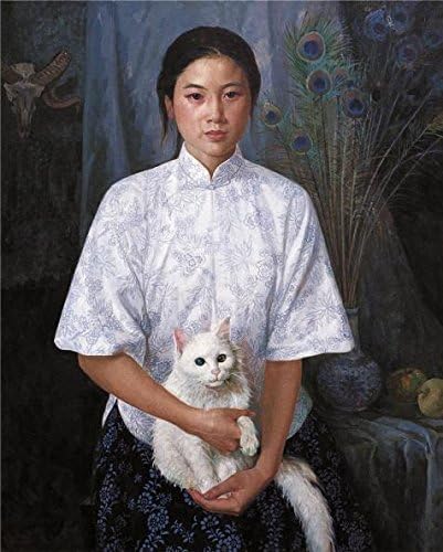 The high quality polyster Canvas of oil painting 'a Woman with a White Cat' ,size: 8x10 inch / 20x25 cm ,this Replica Art DecorativeCanvas Prints is fit for Study artwork and Home decoration and Gifts