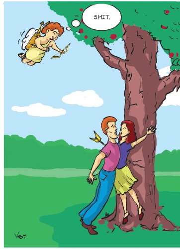 Cupid Shoots Arrow Through Couple Valentines Day Card