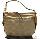 Coach Signature Lurex Zoe Shoulder Bag Purse Tote 13499 Gold