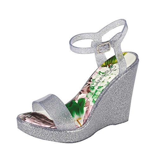 Coshare Women's Fashion Colorful Heels Pumps Jelly Wedge Sandals