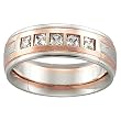 14K Rose and White Gold Diamond Wedding Band Duo - Gent's Ring - 0.50 Ct.