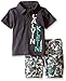 Calvin Klein Baby-Boys Jersey Polo Shirt and Camo Twill Shorts, Gray, 12 Months