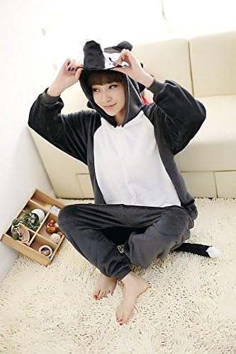 Ouying Women's Onesie Kigurumi Pajamas Unisex Adult Cosplay Clothing (Medium, Wolf)