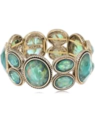 Napier Gold-Tone Green Stretch Bracelet, 2.15"