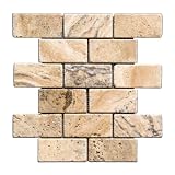 Philadelphia 2 X 4 Tumbled Travertine Brick Mosaic Tile - 6 X 6 Sample